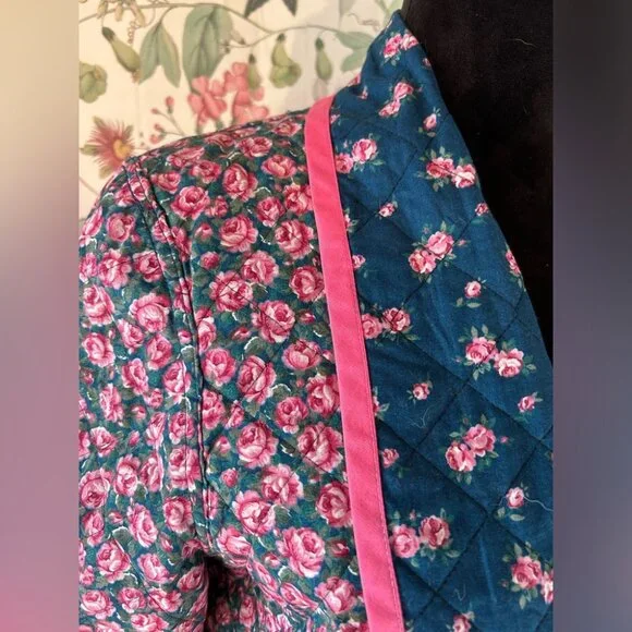 Floral Quilted Jacket with Pink Trim - Picture 2 of 3
